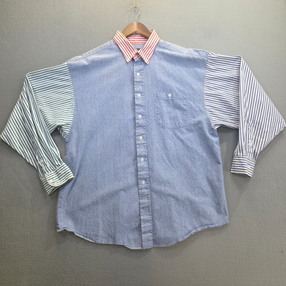Vintage Panhandle Slim Men's Striped Sleeves Western Shirt Size Large Made in US